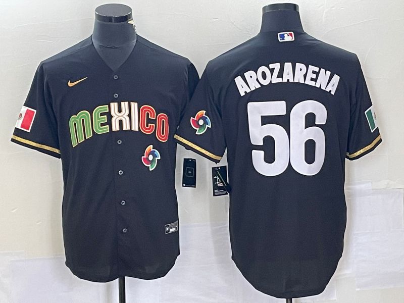 Men 2023 World Cub Mexico #56 Arozarena Black Nike MLB Jersey13->cincinnati reds->MLB Jersey